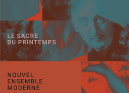 Affiche colorée avec visage et texte sur fond artistique.